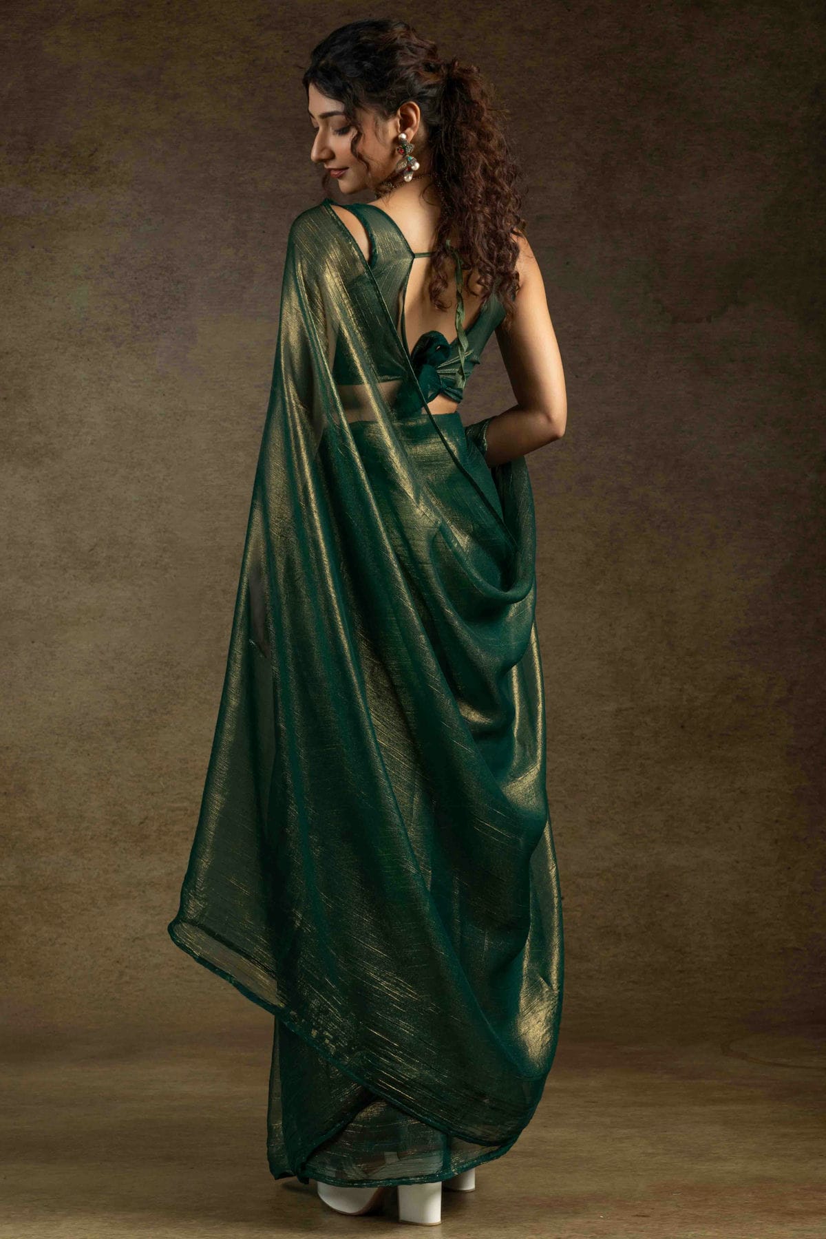 Green Colour Fendi Satin Ready To Wear Saree VSSD1122010