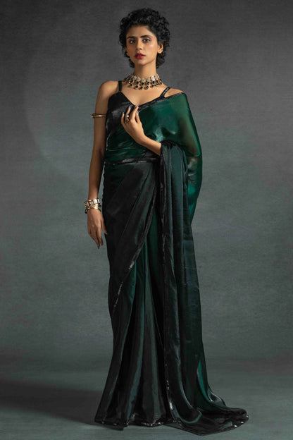Green Colour Fendi Satin Silk Ready To Wear Saree VSSD1122032