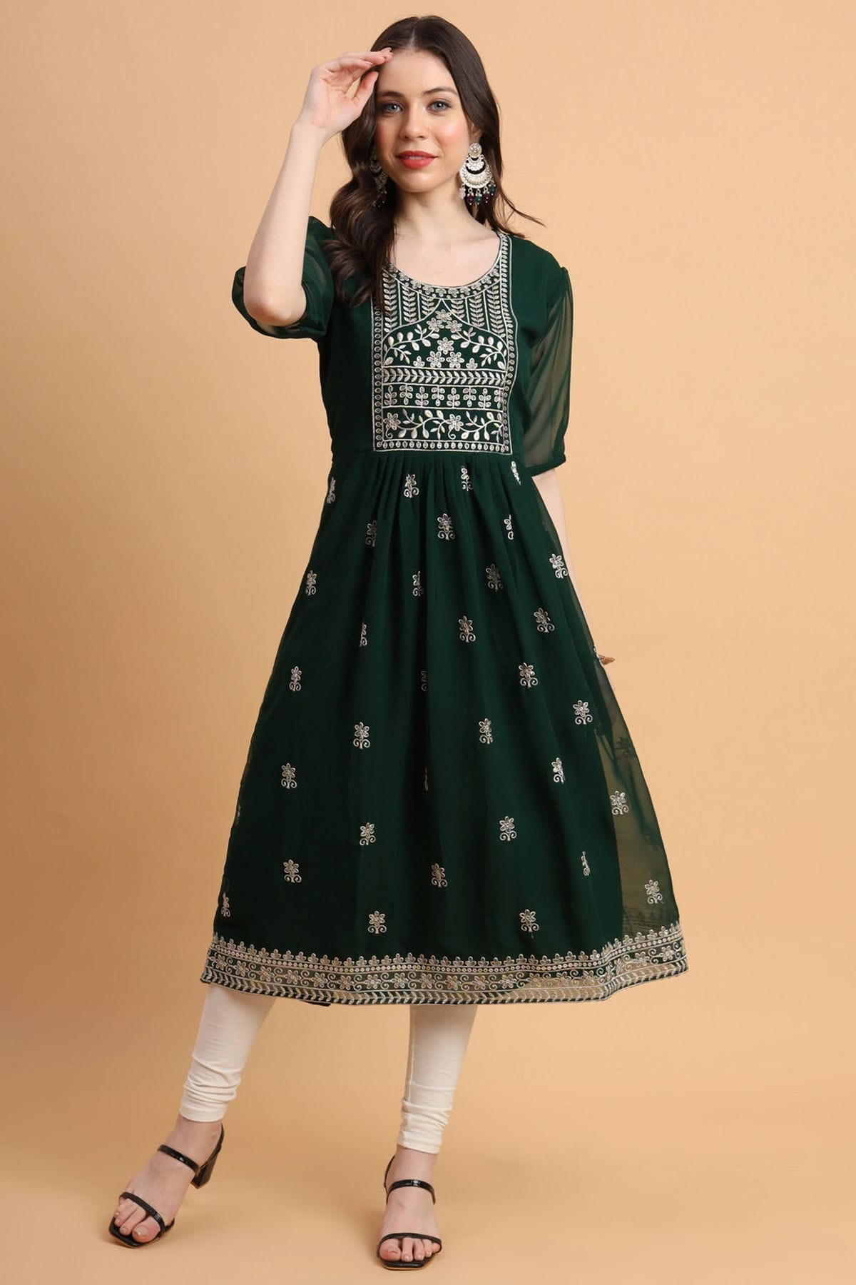 Green Colour Georgette Kurti