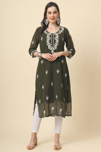 Green Colour Georgette Kurti