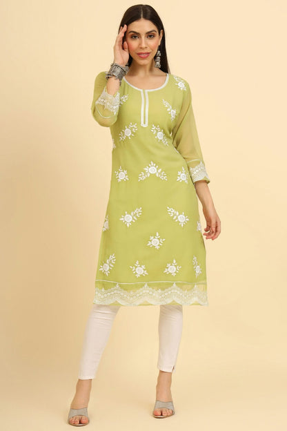 Green Colour Georgette Kurti