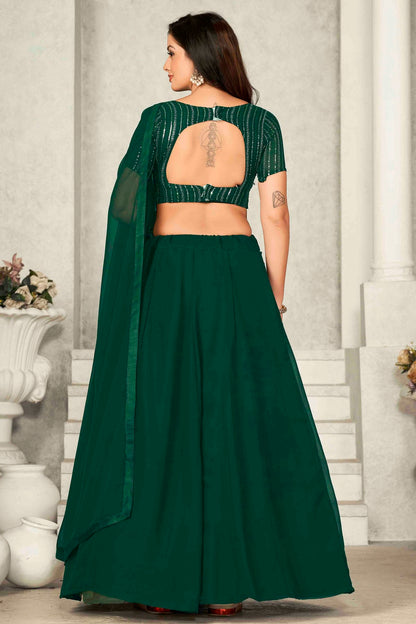 Green Colour Georgette Semi Stitched Lehenga Choli VSLC1170072