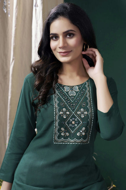 Green Colour Maaza Cotton Kurta And Pant Set VSKR1111344