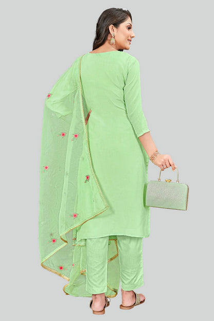 Green Colour Modal Silk Pant Style Suit VSSM1110641