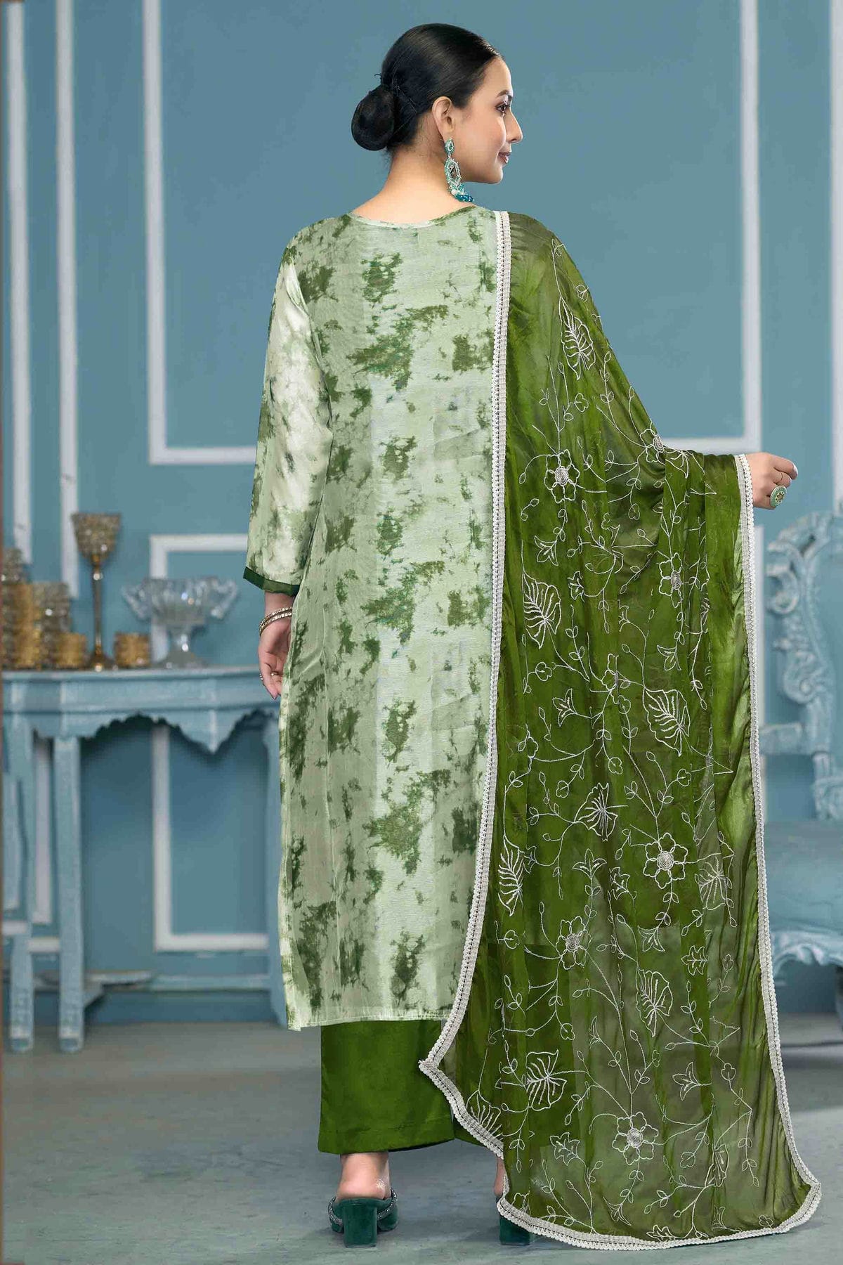 Green Colour Organza Banarasi Pant Style Suit VSSM1113235