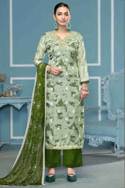Green Colour Organza Banarasi Pant Style Suit VSSM1113235