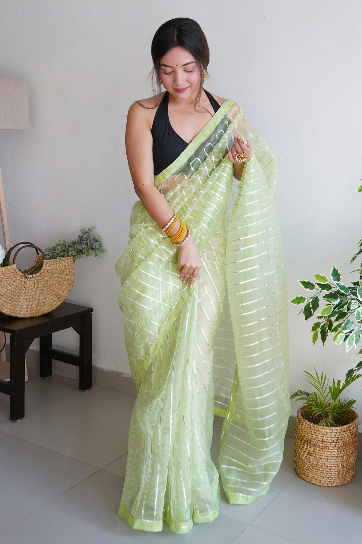 Green Colour Organza Saree VSSD1110394