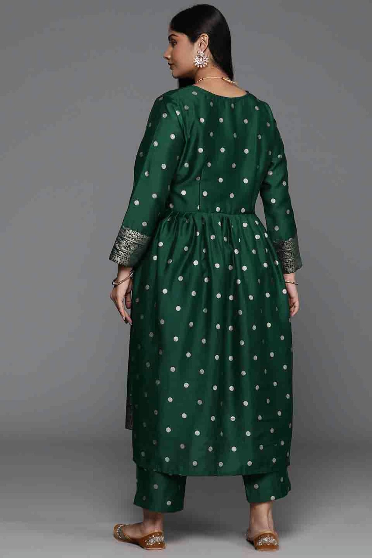 Green Colour Poly Chanderi Stitched Top and Bottom VSSS1113808