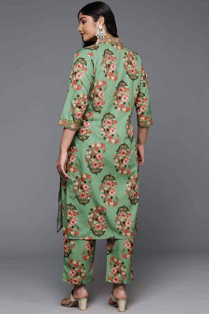 Green Colour Poly Crepe Stitched Top and Bottom VSSS1113807