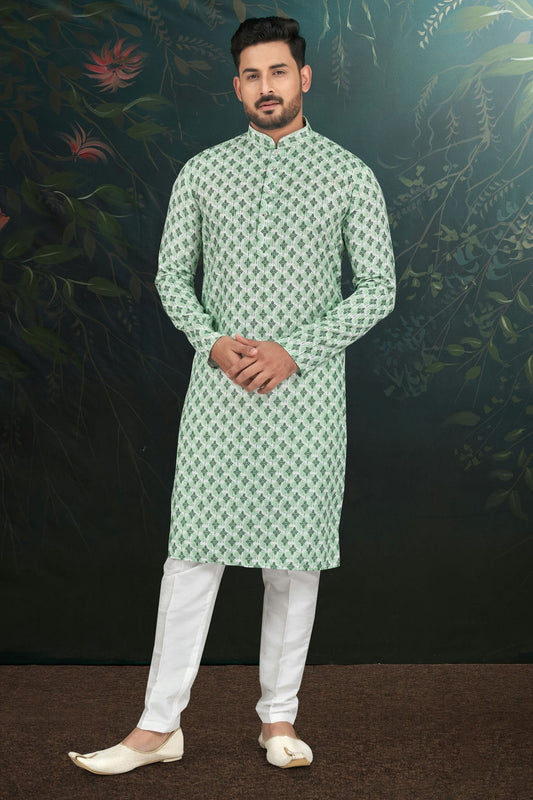 Green Colour Rayon Kurta Pajama VSKP1040488