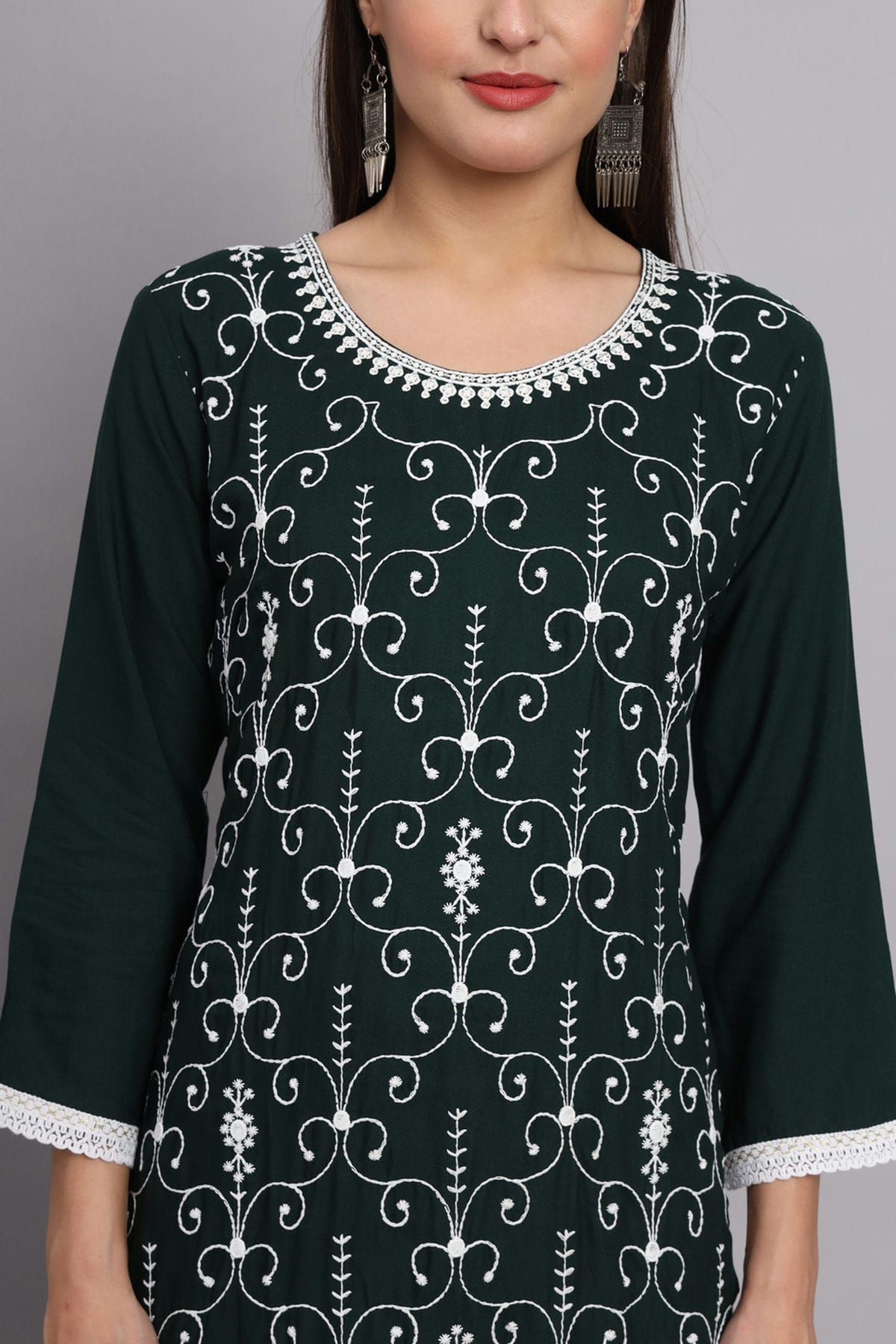 Green Colour Rayon Kurti VSKR1111094