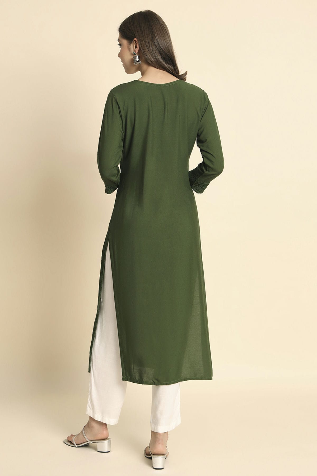 Green Colour Rayon Kurti VSKR1111102