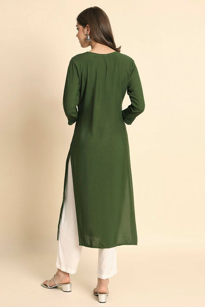 Green Colour Rayon Kurti VSKR1111102