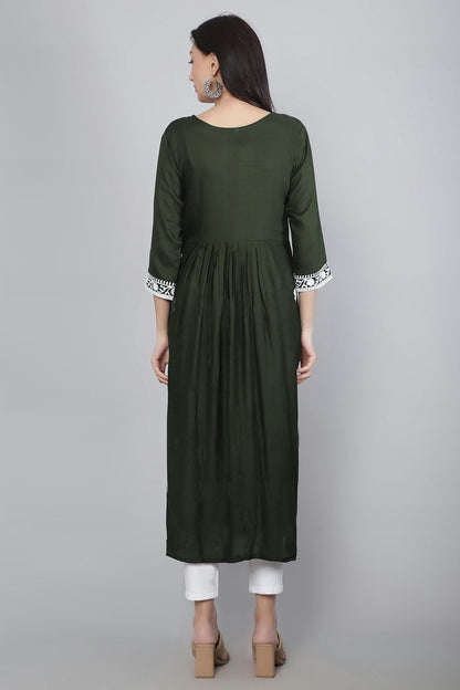 Green Colour Rayon Kurti VSKR1111137