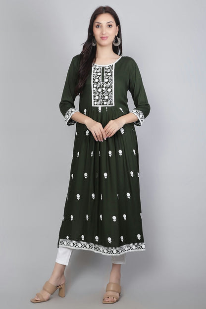 Green Colour Rayon Kurti