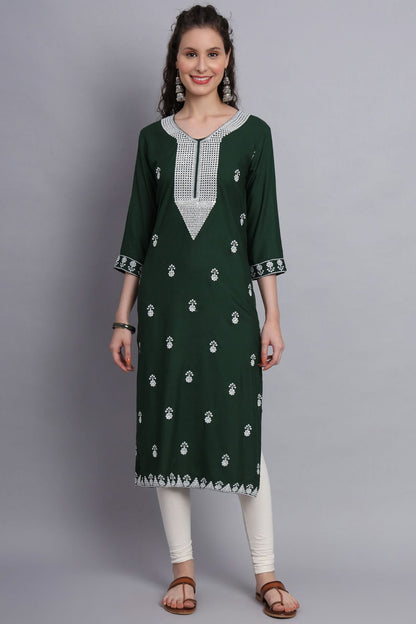 Green Colour Rayon Kurti