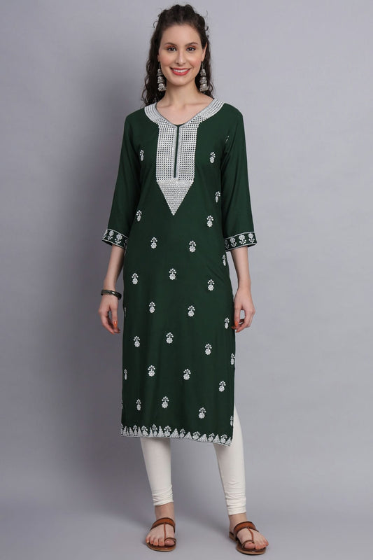 Green Colour Rayon Kurti