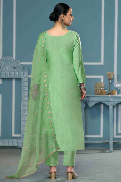 Green Colour Roman Cotton Pant Style Suit VSSM1113238