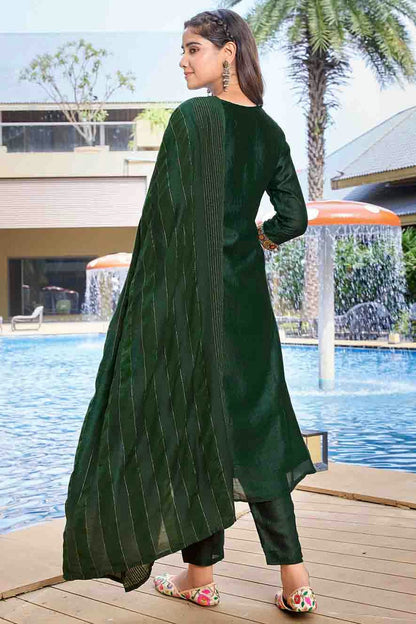 Green Colour Silk Blend Printed Pant Style Suit VSSS1113674