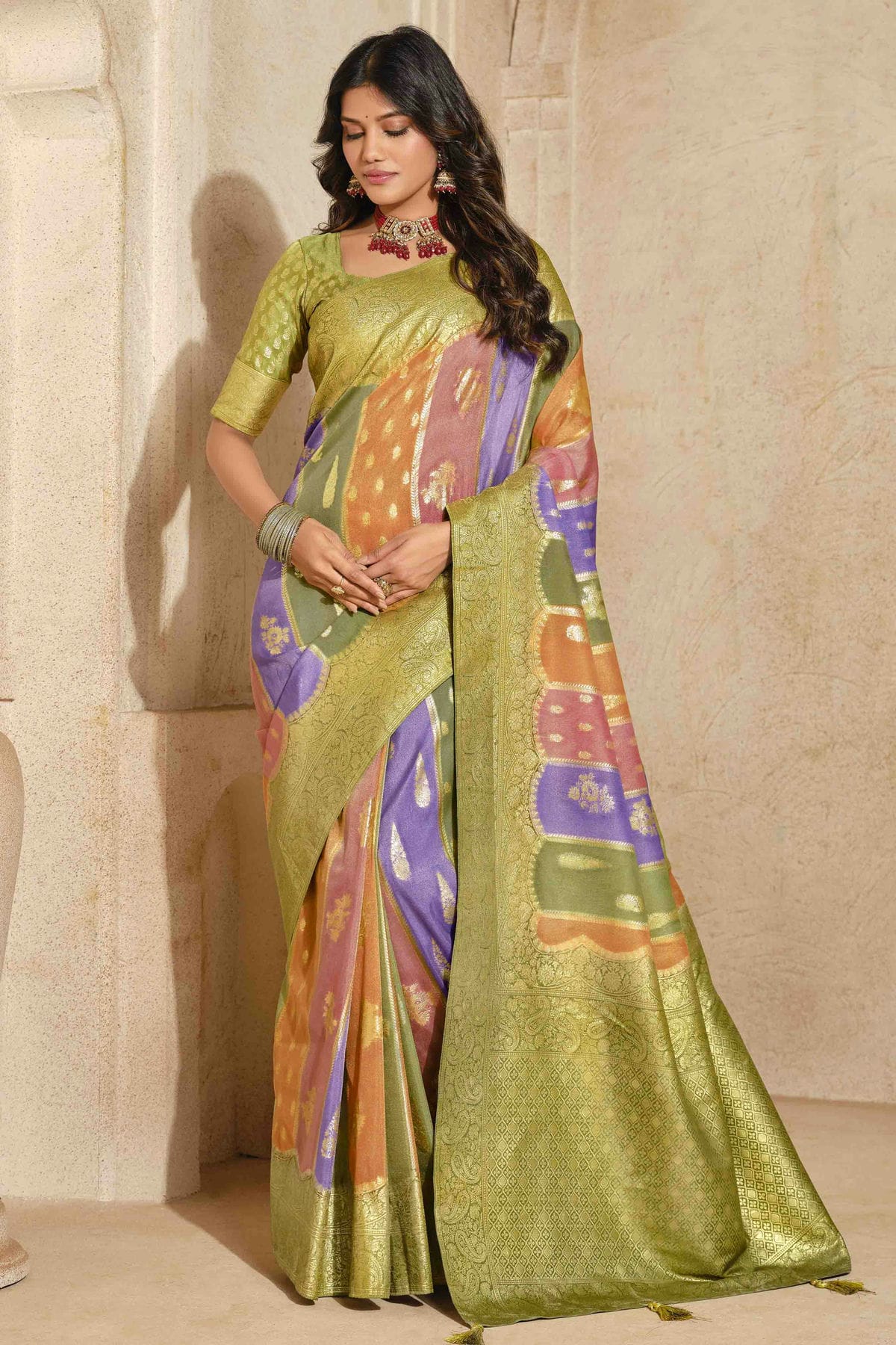 Green Colour Silk Zari Work Traditional Saree VSSD1113576
