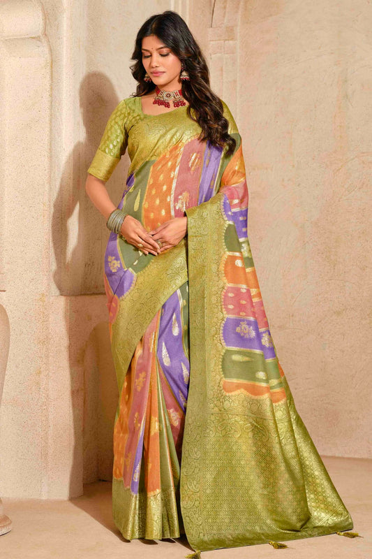 Green Colour Silk Zari Work Traditional Saree VSSD1113576