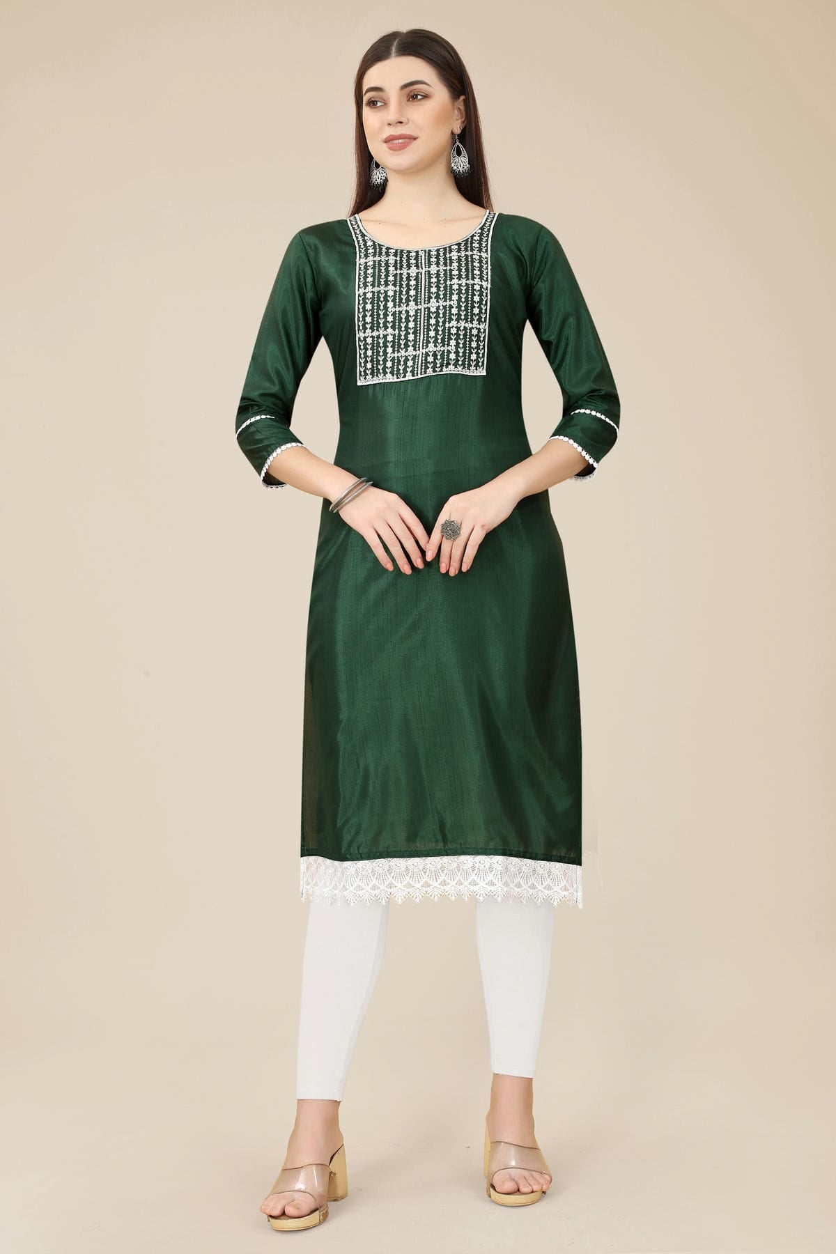 Green Colour Soft Silk Kurti