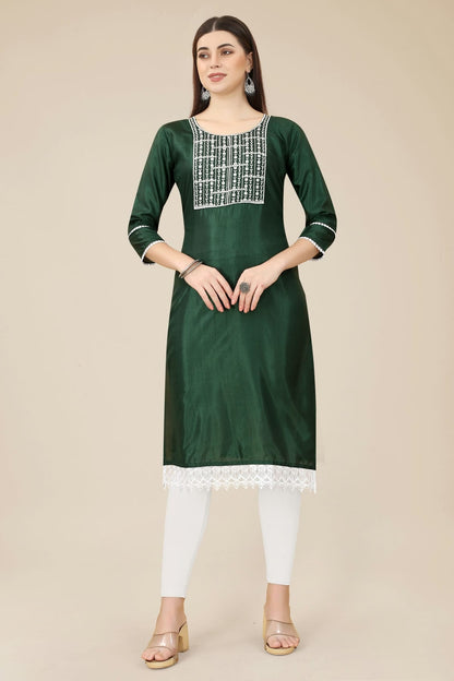 Green Colour Soft Silk Kurti