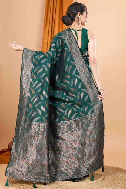 Green Colour Soft Silk Woven Work Traditional Saree VSSD1113548