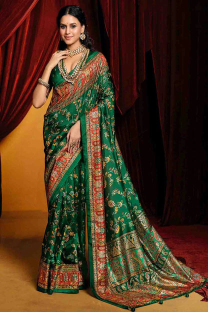 Green Colour Tussar Silk Paisley Printed Saree VSSD1113713
