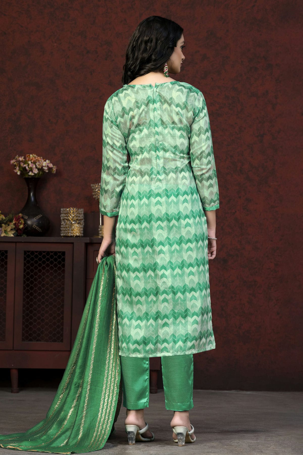 Green Colour Unstitched Modal Cotton Pant Style Suit VSUS1161377