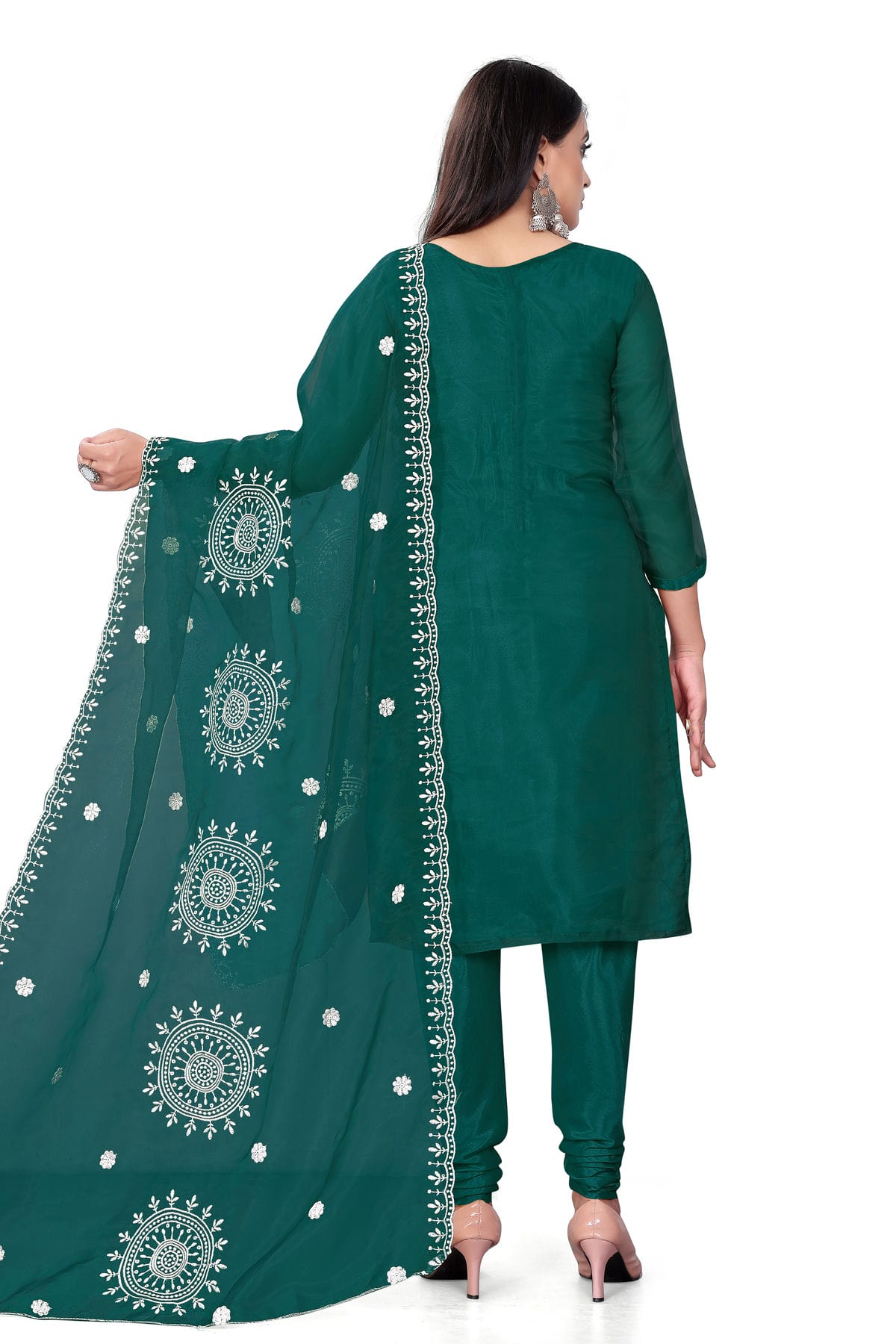 Green Colour Unstitched Organza Churidar Suit VSUS1160706