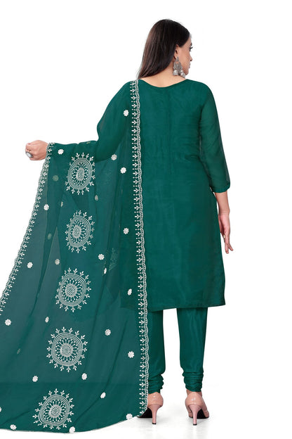 Green Colour Unstitched Organza Churidar Suit VSUS1160706