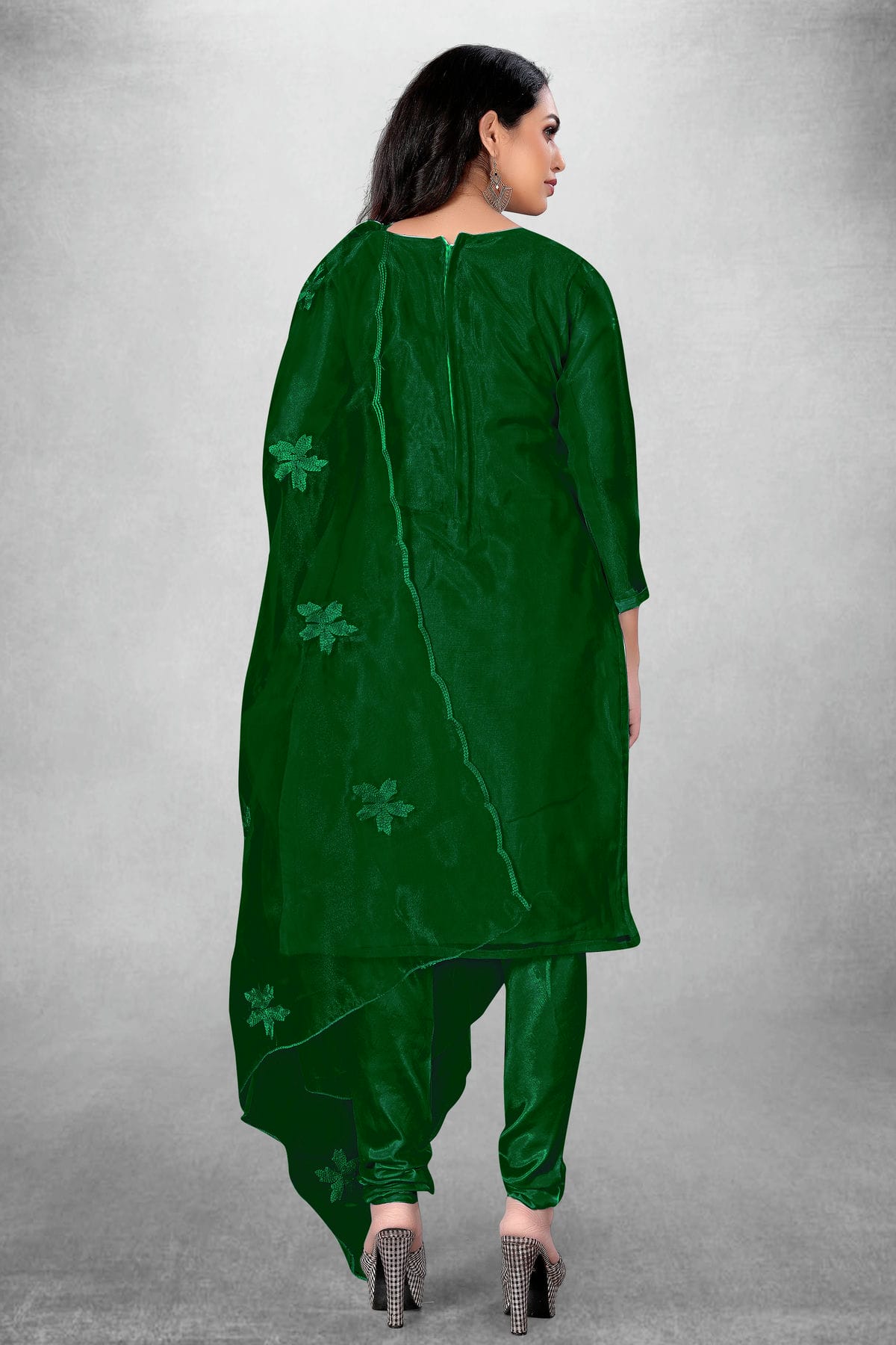 Green Colour Unstitched Organza Churidar Suit VSUS1160776