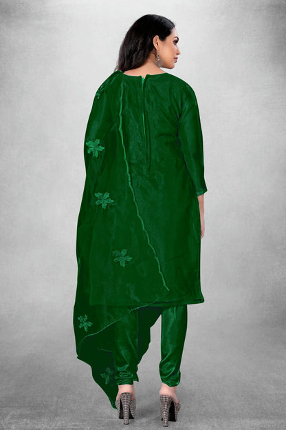 Green Colour Unstitched Organza Churidar Suit VSUS1160776