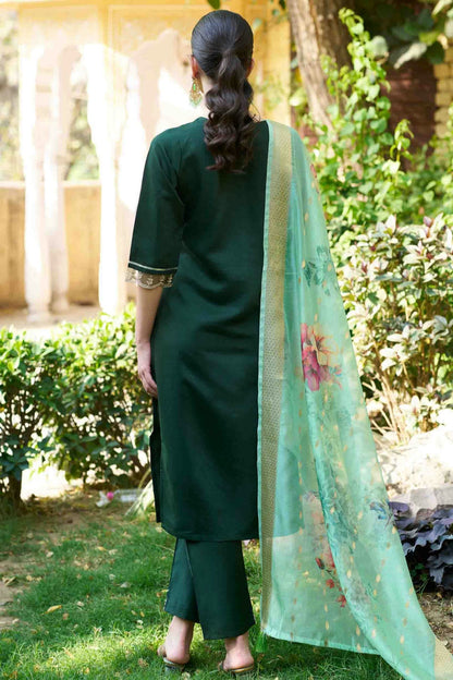 Green Colour Viscose Rayon Embroidery Pant Style Suit VSSS1113629