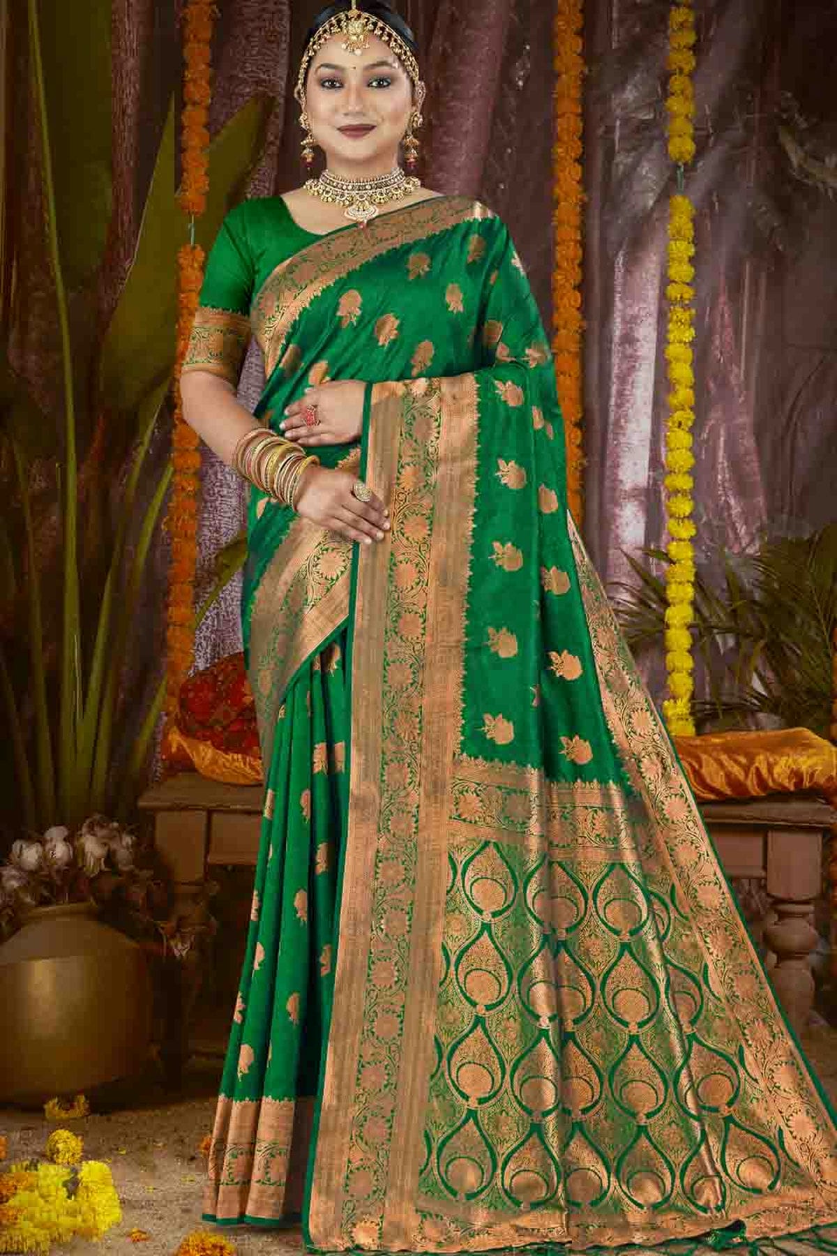 Green Colour Woven Work Silk Traditional Saree VSSD1103421