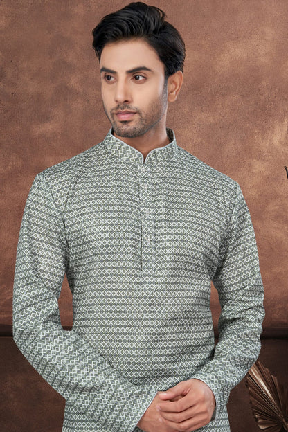 Green Colour Jacquard Kurta Pajama VSKP1040679