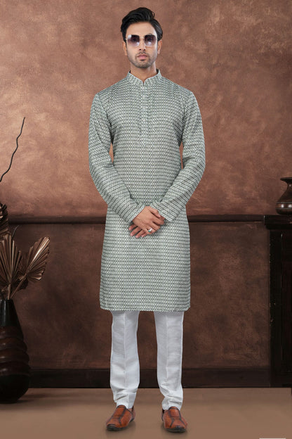 Green Jacquard Kurta Pajama