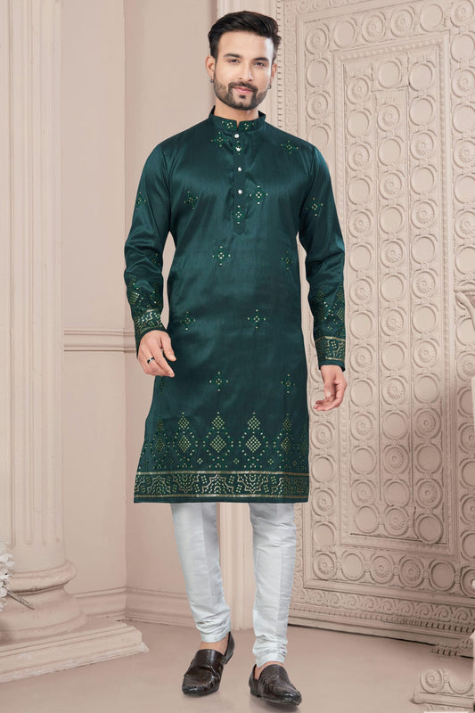Green Pure Silk Kurta Pajama