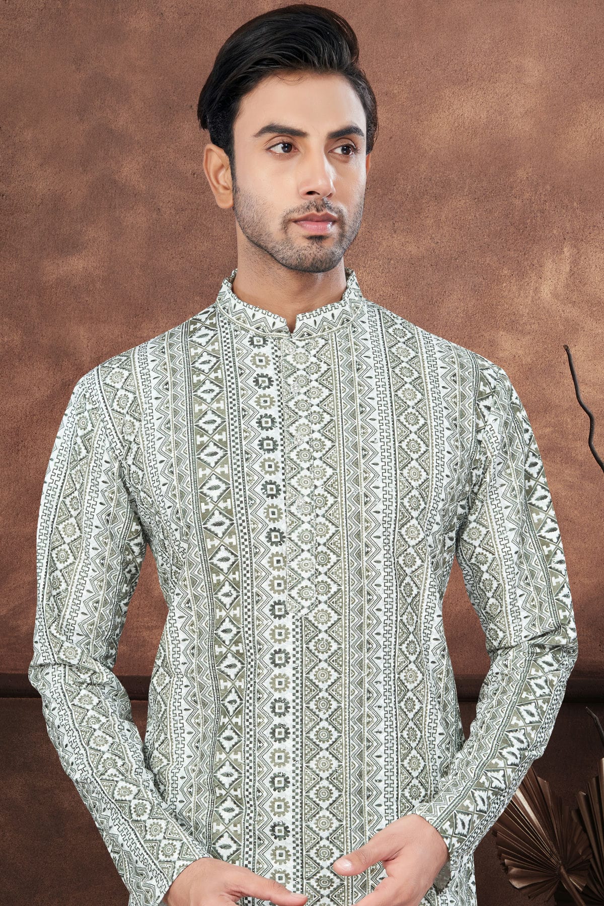 Green and Off White Colour Soft Rayon Kurta Pajama VSKP1040667