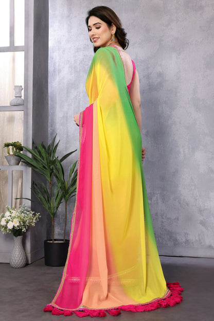 Green and Pink Colour Georgette Saree VSSD1180163