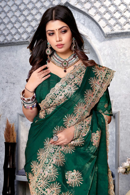Green Colour Crepe Silk Saree VSSD1091016