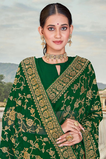 Green Colour Georgette Saree VSSD1090827