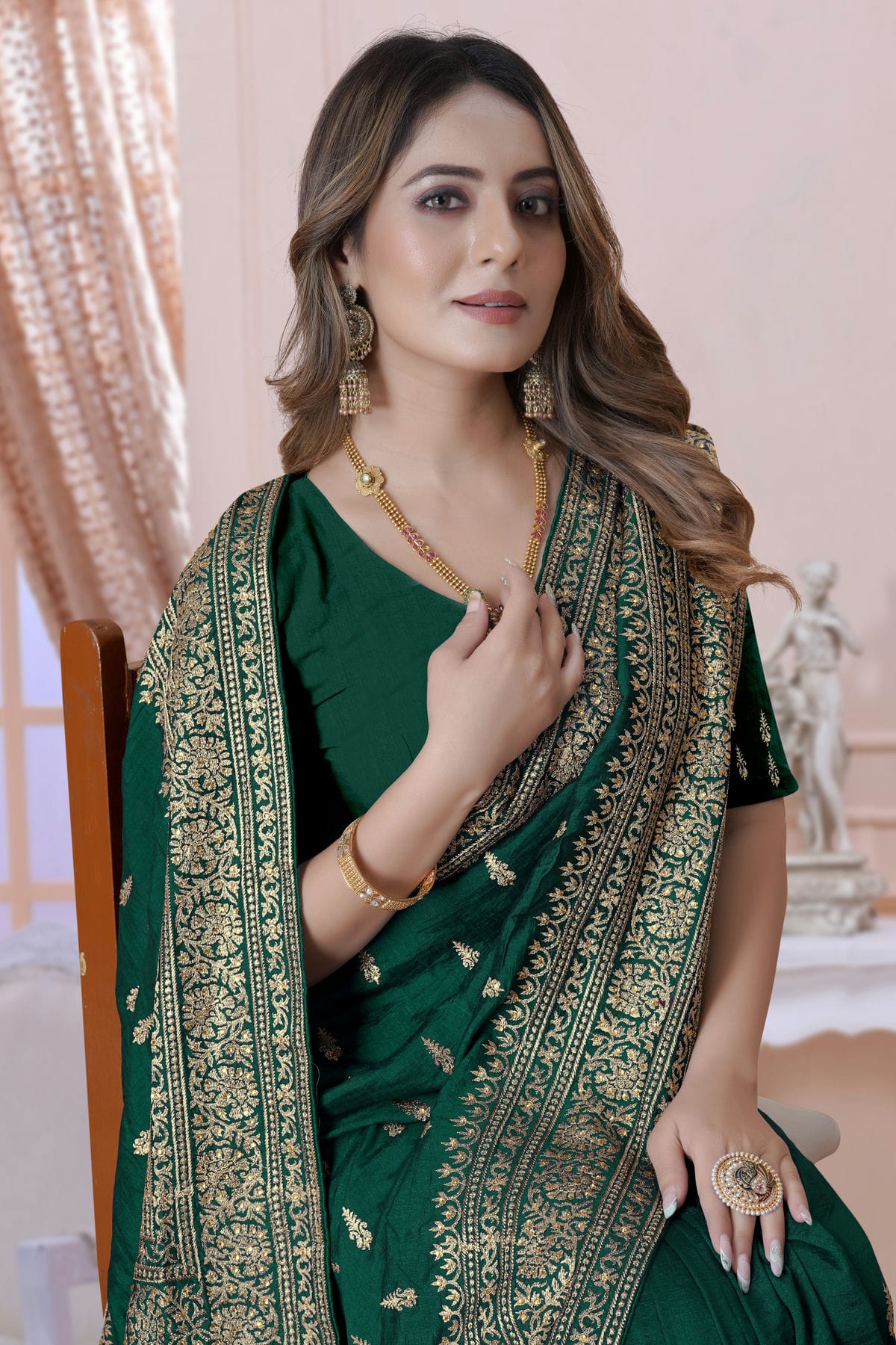 Green Colour Vichitra Silk Saree VSSD1090895