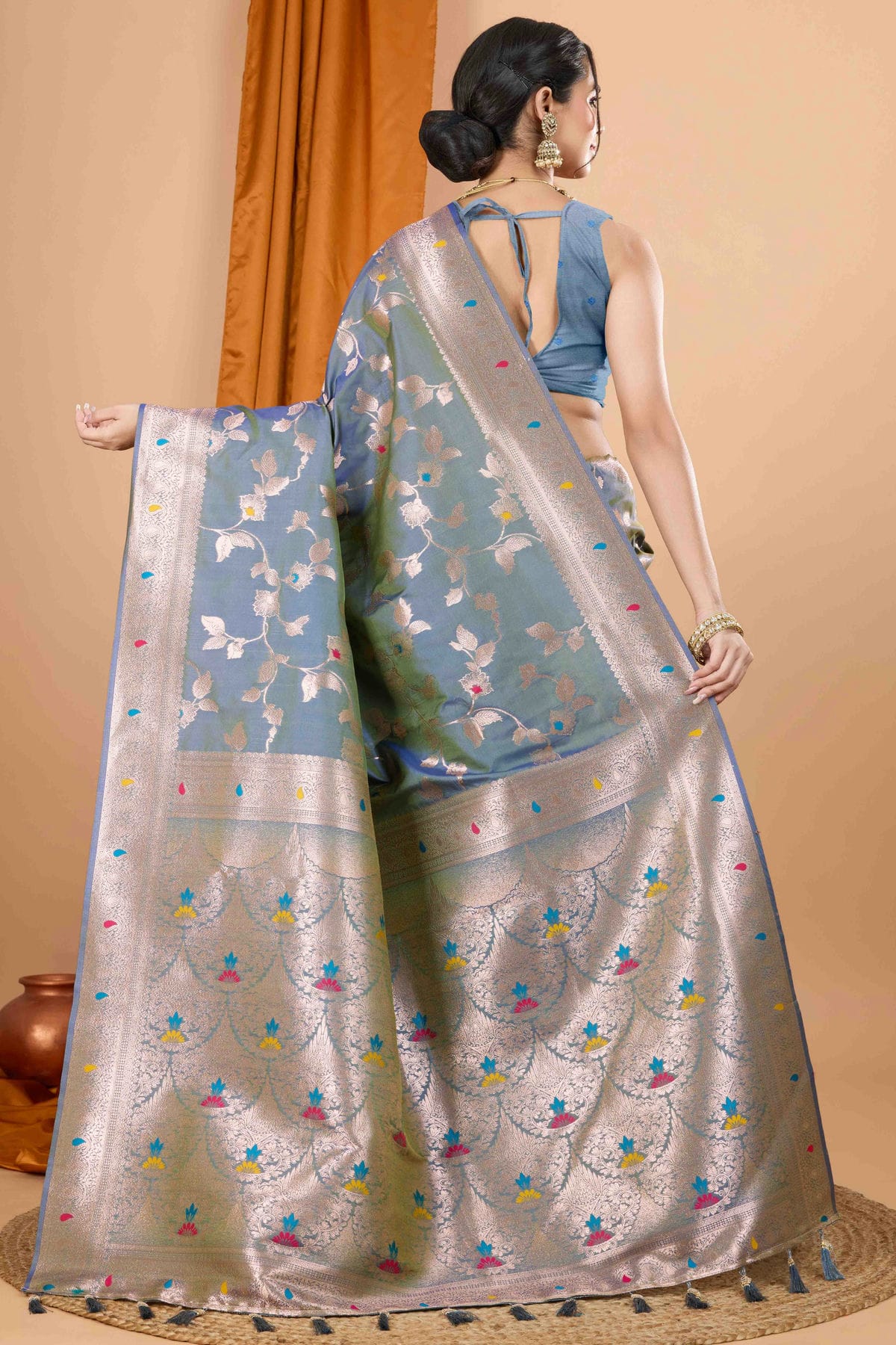 Grey Colour Banarasi Silk Woven Work Traditional Saree VSSD1113541