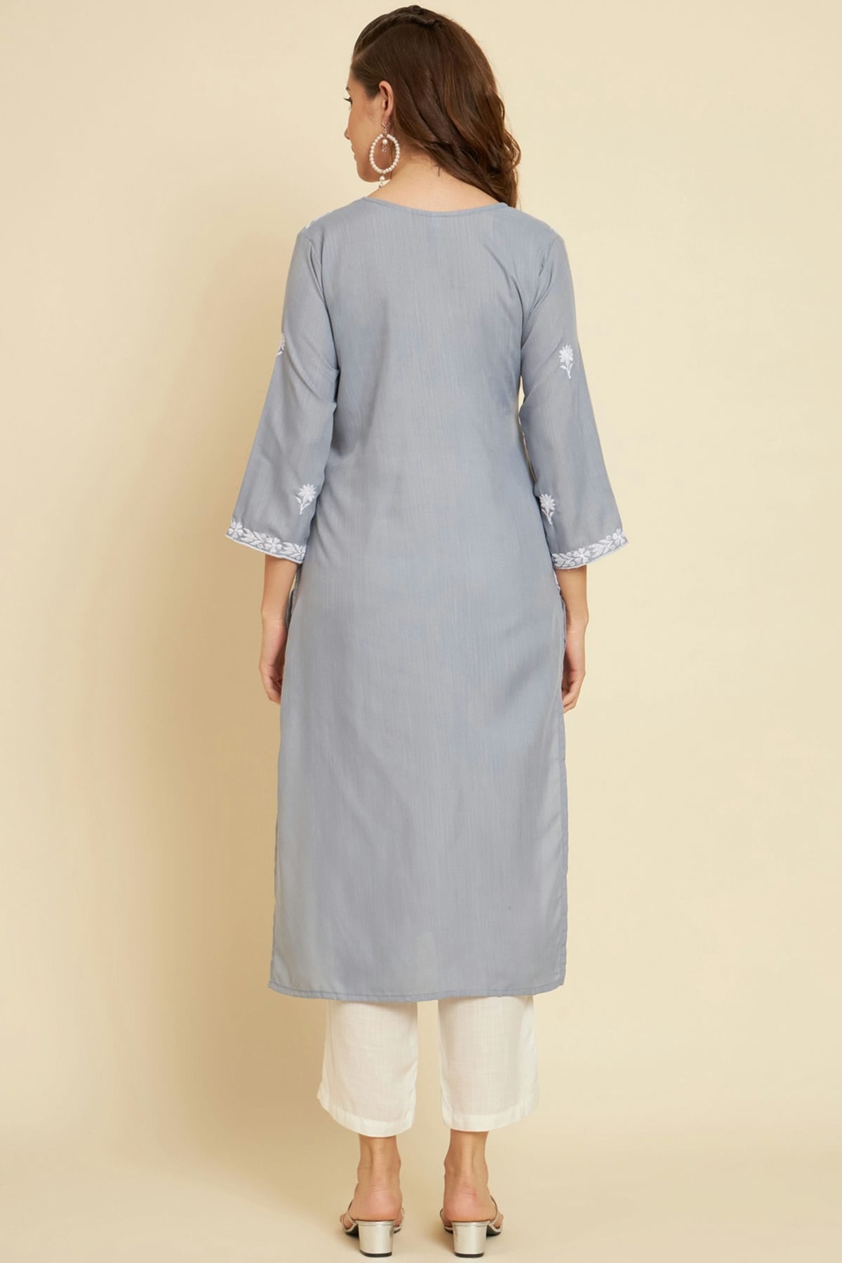 Grey Colour Cotton Slub Kurti VSKR1111046