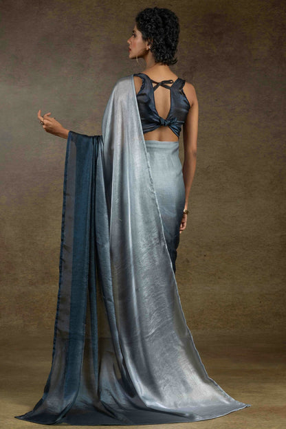 Grey Colour Fendi Satin Silk Ready To Wear Saree VSSD1122019