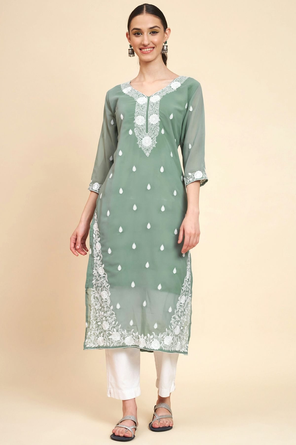 Grey Colour Georgette Kurti