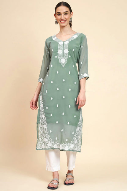 Grey Colour Georgette Kurti