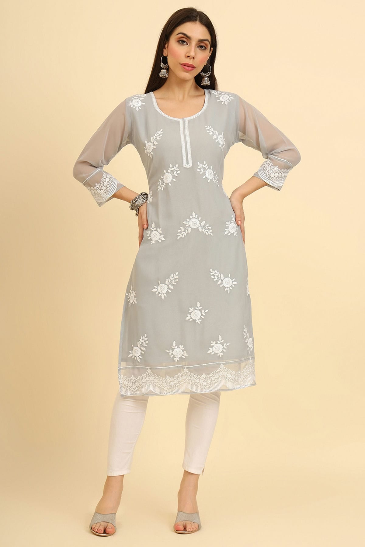 Grey Colour Georgette Kurti